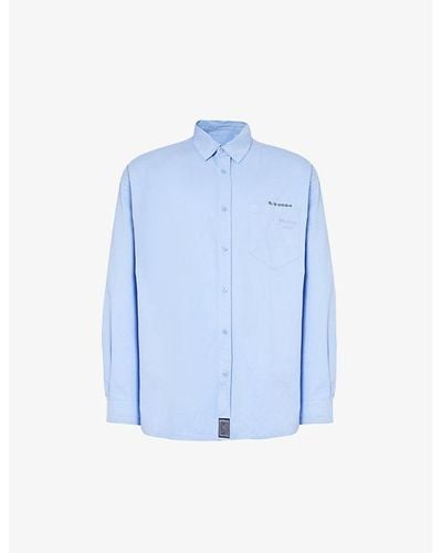 Martine Rose Brand-embellished Regular-fit Cotton Shirt - Blue
