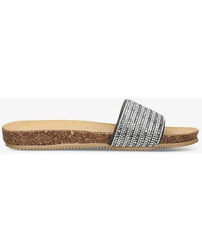 Carvela Kurt Geiger Super Crystal-embellished Flat Woven Sandals - White