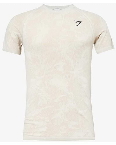 GYMSHARK Geo Seamless Logo-print Recycled Polyester-blend T-shirt - White