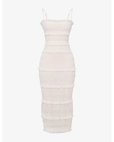 House Of Cb Solana Pleated Stretch-woven Maxi Dres - White