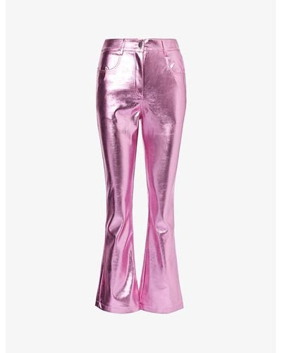 Amy Lynn Lupe Metallic Faux-leather Trouser - Pink