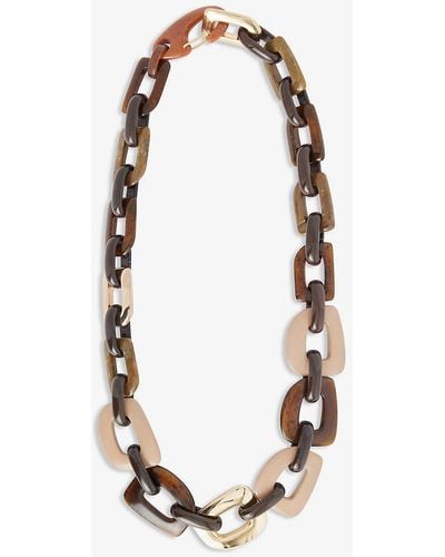 Max Mara Chunky-link Metallic Resin And Metal Necklace - White