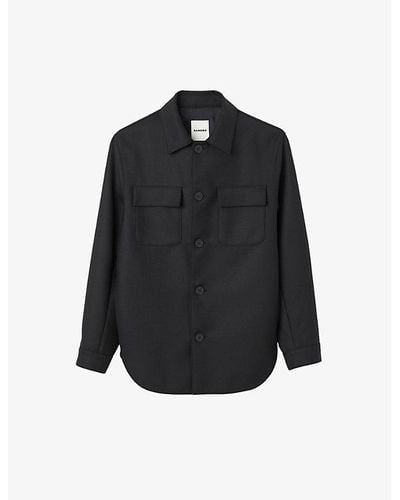 Sandro Long-sleeved Button-down Woven Overshirt X - Black