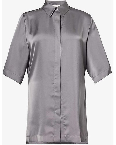 Viktoria & Woods Evander Regular-fit Satin Shirt - Grey