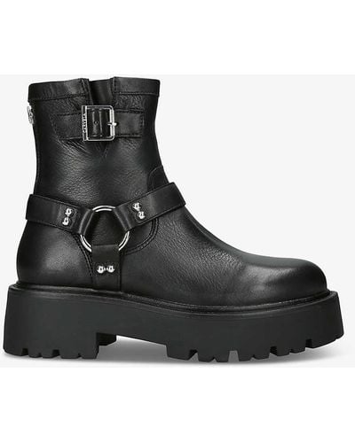 Carvela Kurt Geiger Stride Buckle-embellished Leather Ankle Boots - Black