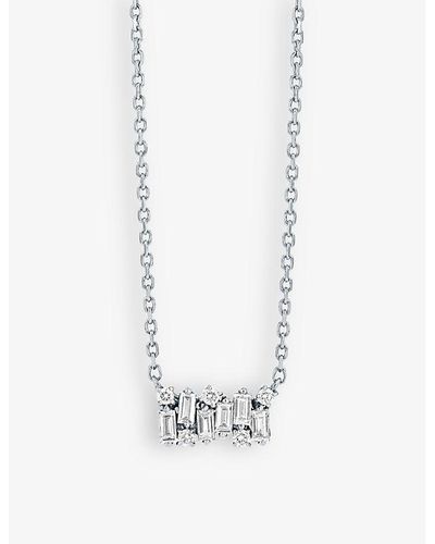 Suzanne Kalan Shimmer Small 18ct White-gold, 0.27ct Baguette-cut Diamond And 0.06ct Brilliant-cut Diamond Necklace