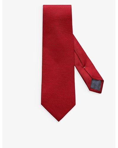 Eton Geometric-weave Silk Tie - Red