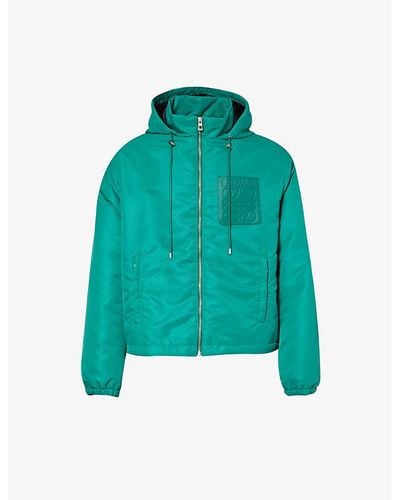 Loewe Anagram Logo-patch Boxy-fit Shell Jacket - Green