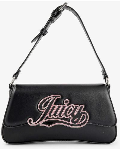 Juicy Couture Branded-plaque Faux-leather Shoulder Bag - Black