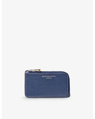 Aspinal of London Zipped Small Leather Coin Purse - Blue