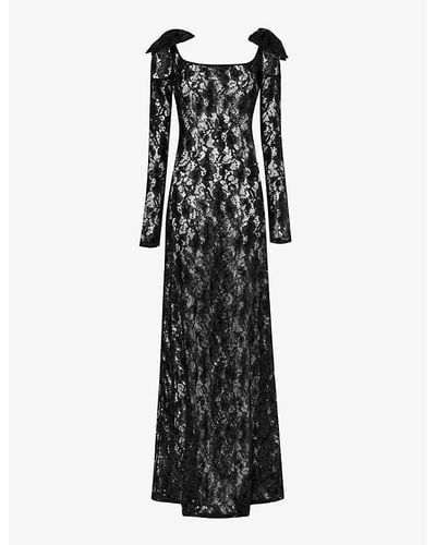 Nina Ricci Sequin-embellished Lace Maxi Dress - Black