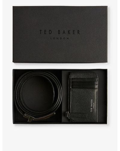 Ted Baker Santel Bovine-leather Cardholder And Belt Set - Black