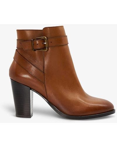 Dune Philippa Buckle-embellished Heeled Leather Ankle Boots - Brown