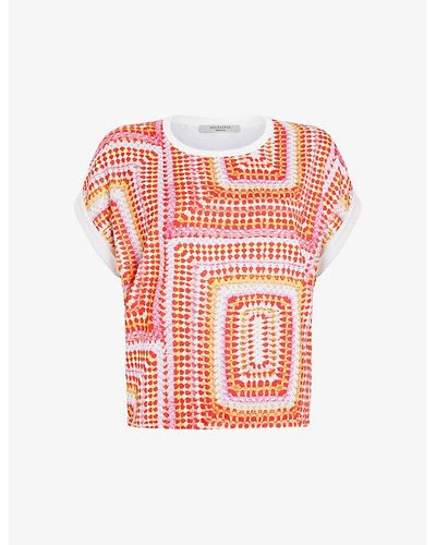 AllSaints Luisa Graphic-print Woven Top - Red