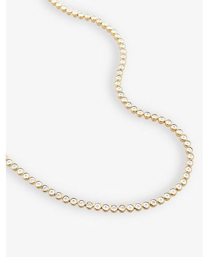 Monica Vinader Essential 18ct Yellow -plated Vermeil Recycled Sterling-silver And 0.28ct Diamond Tennis Necklace - Natural