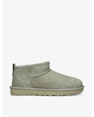 UGG Classic Ultra Mini Logo-patch Suede And Shearling Ankle Boots - Green