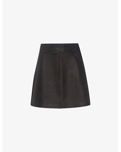 Whistles A-line Leather Mini Skirt 1 - Black