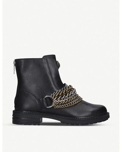 Kurt Geiger Stefan Chain-embellished Leather Ankle Boots - Black
