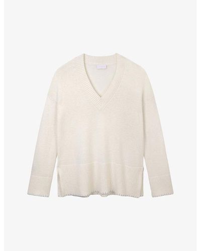 The White Company V-neck Relaxed-fit Wool And Cashmere-blend Jumper - White