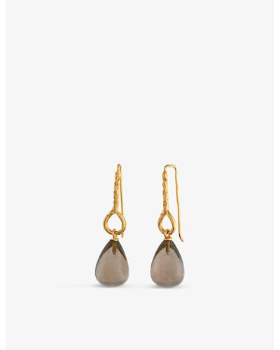 Shyla Helena 22ct Yellow Gold-plated Sterling-silver And Glass Drop Earrings - Metallic
