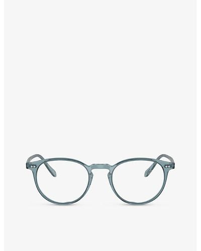 Oliver Peoples Ov5004 Riley Round-frame Acetate Glasses - Metallic