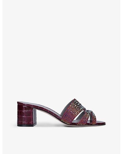 Gina Orsay Crystal-embellished Leather Sandals - Multicolour