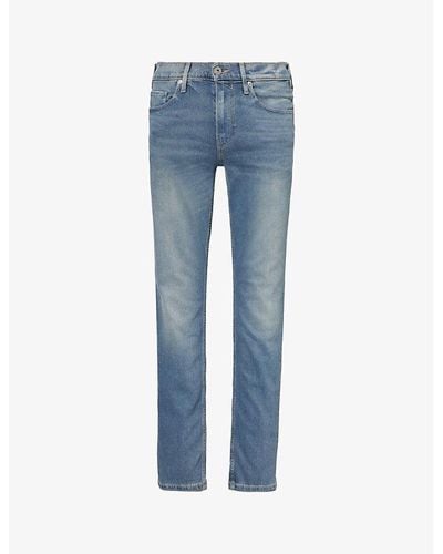 PAIGE Federal Slim Straight-leg Mid-rise Stretch-denim Blend Jeans - Blue