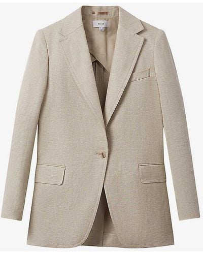 Reiss Cassie Relaxed-fit Single-breasted Linen Blazer - Natural