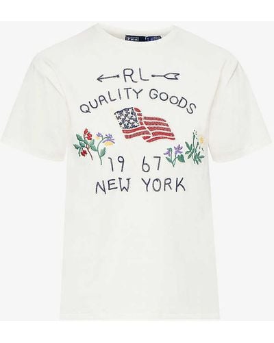 Polo Ralph Lauren Graphic-print Cotton-jersey T-shirt - White
