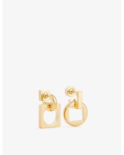 Jacquemus Les Boucles Asymmetric Gold-tone Brass Hoop Earrings - Yellow
