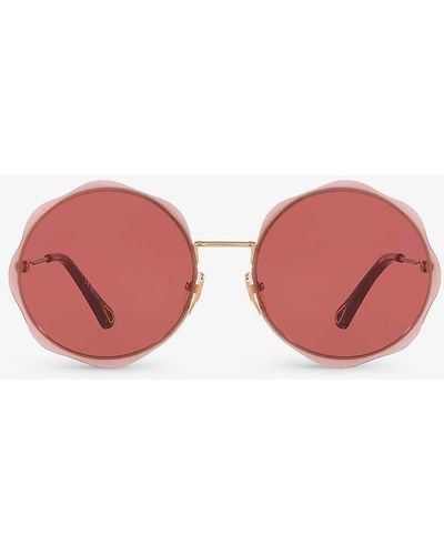 Chloé Ch0202s Metal Round Frame Sunglasses - Pink