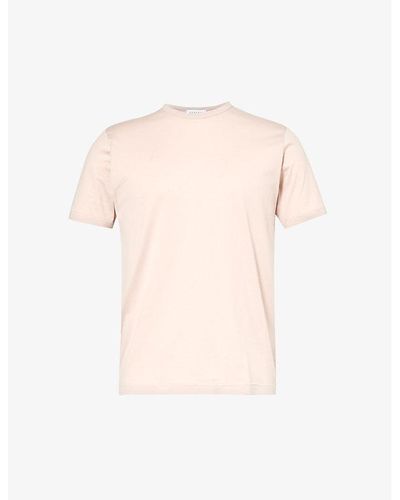 Sunspel Crew-neck Regular-fit Cotton-jersey T-shirt - Pink