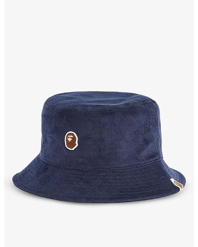 A Bathing Ape Logo-patch Cotton-corduroy Hat - Blue