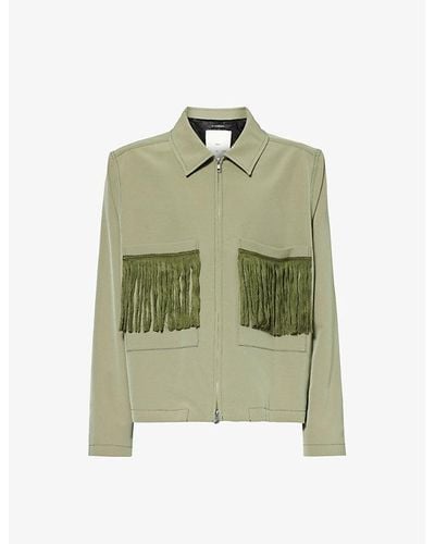 Song For The Mute Fringed-pocket Boxy-fit Woven Jacket - Green