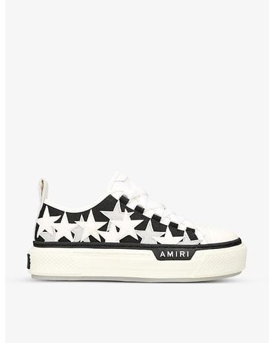 Amiri Court Stars Star-patch Canvas And Leather Low-top Trainers - Black