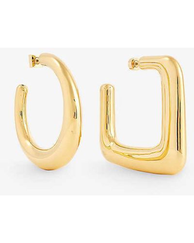 Jacquemus Les Grandes Creoles Ovalo Mismatched Gold-tone Hoop Earrings - Metallic
