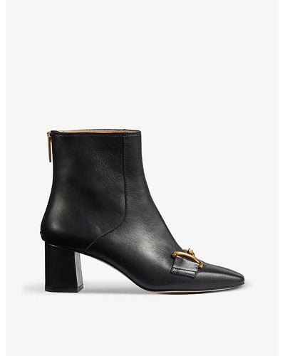 LK Bennett Nadina Snaffle-detail Block-heel Leather Ankle Boots - Black