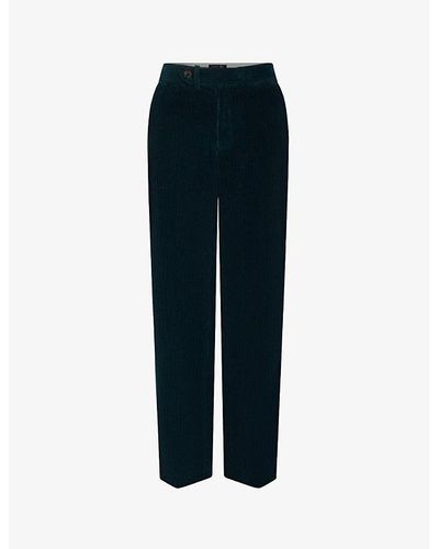 Soeur Slip-pocket Pleated Straight-leg Mid-rise Cotton Pants - Blue