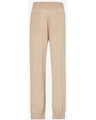 Stella McCartney Relaxed-fit High-rise Cashmere And Wool-blend jogging Botto - Natural