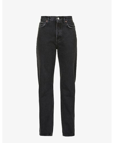 Agolde 90s Pinch Waist Straight-leg High-rise Organic-cotton Denim Jeans - Black