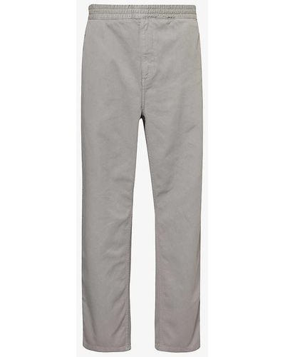 Carhartt Flint Elasticated-waist Straight-leg Cotton Trousers - Grey
