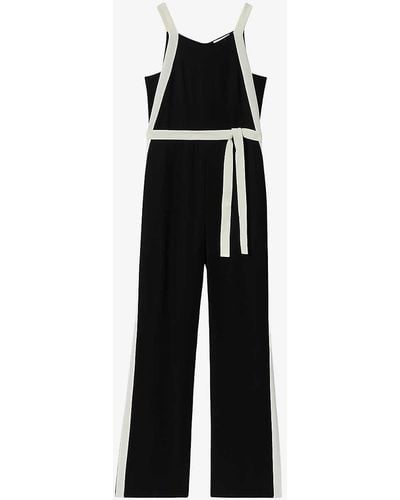 Reiss Salma Square-neck Wide-leg Woven Jumpsuit - Black