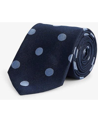 Paul Smith Vy Spot-embroidered Silk Tie - Blue