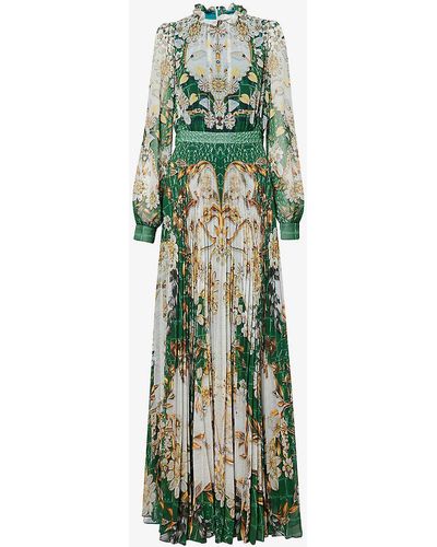 Mary Katrantzou Selene Floral-pattern Woven Maxi Dress - Green