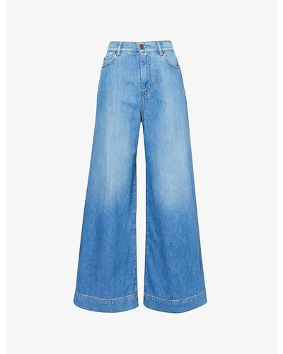Weekend by Maxmara Vega Faded-wash Wide-leg High-rise Jeans - Blue