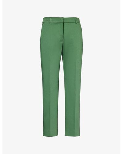 Weekend by Maxmara Gineceo Tapered-leg Mid-rise Stretch-cotton Trousers - Green