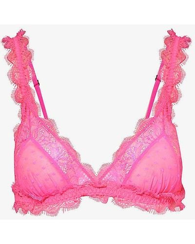 Love Stories Love Lace Semi-sheer Stretch-lace Bra - Pink