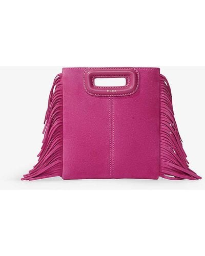 Maje Mini M Tassel-trimmed Suede Shoulder Bag - Pink