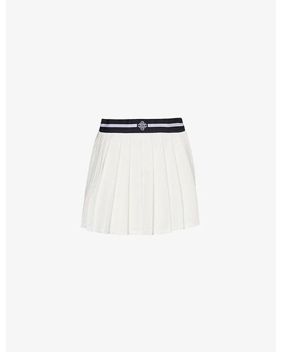 The Couture Club Pleated Branded Woven Mini Skirt - White