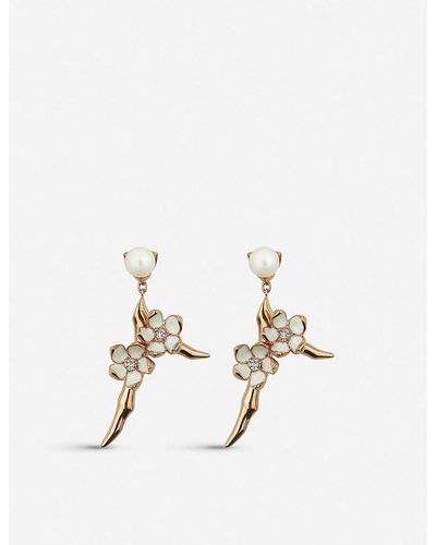 Shaun Leane Cherry Blossom Yellow Gold-plated Vermeil Silver And Diamond Drop Earrings - Natural